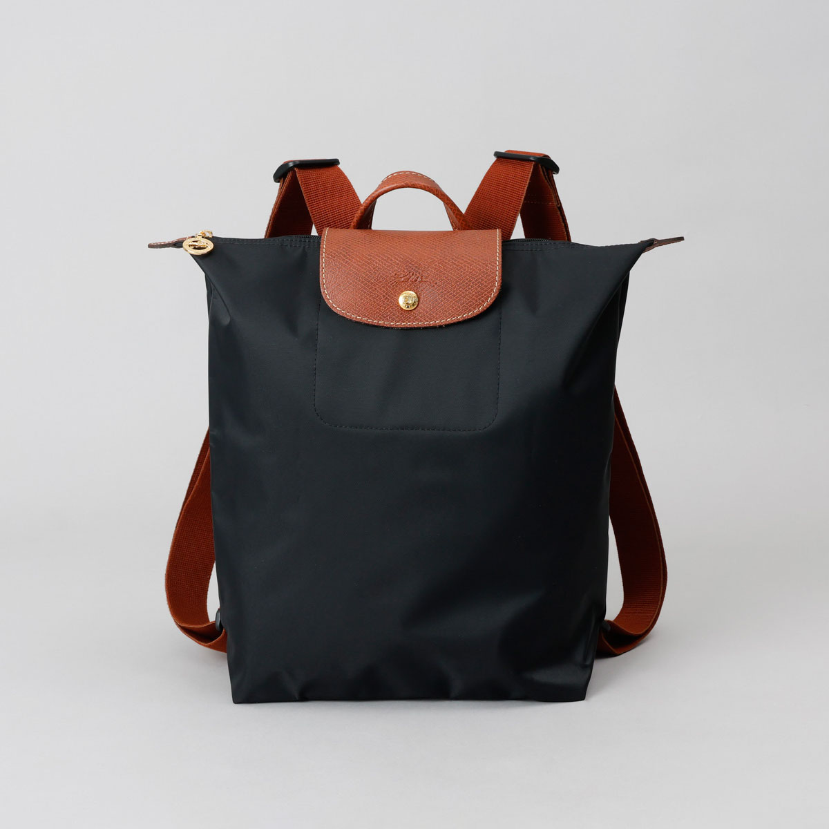LONGCHAMP リュック プリアージュ ナイロン レザー 折り畳み 黒 茶 LONGCHAMP（ロンシャン） 並行輸入 バックパック バッグ リュック プリ