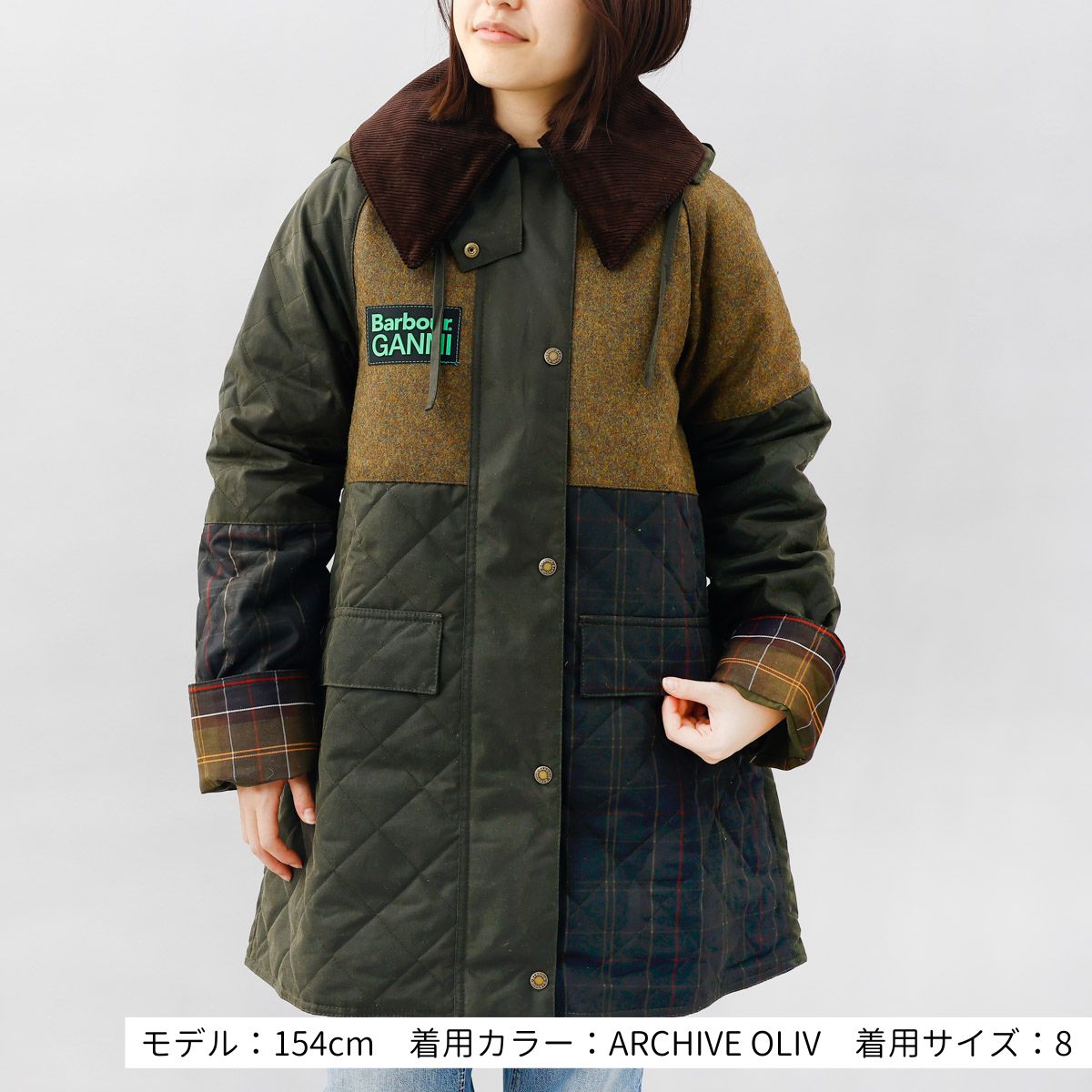 バブアー x ガニー Barbour x GANNI ジャケット LWX1385 CHAQUETA バーレー 定番デザイン ミドル丈 ミドルレングス  ブルゾン オーバーサイズ レディース