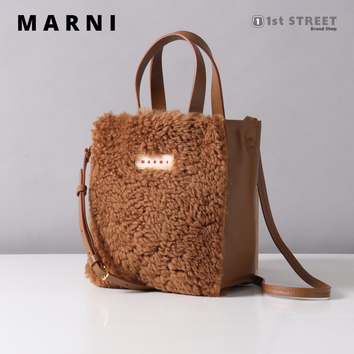 マルニ MARNI トートバッグ ブラウン ショルダー ミュゼオ ファー ラム 冬 おしゃれ SHMP0040U8 LM071 00W78