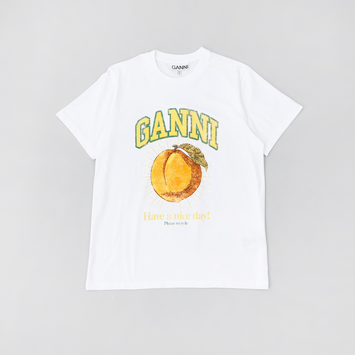 GANNI ガニー Tシャツ クルーネック 半袖 コットン ホワイト