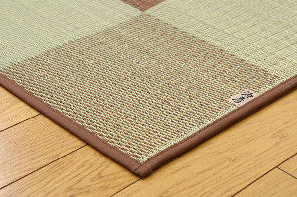 送料無料 】日本製 い草 ラグマット/絨毯 〔ブロック柄 グレー 約191
