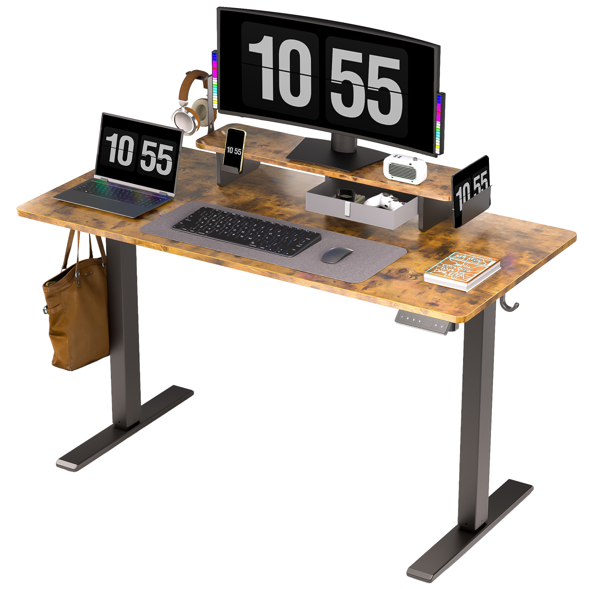 WALKINGDESK 昇降デスク 電動 引き出し モニター台 スマホスタンド