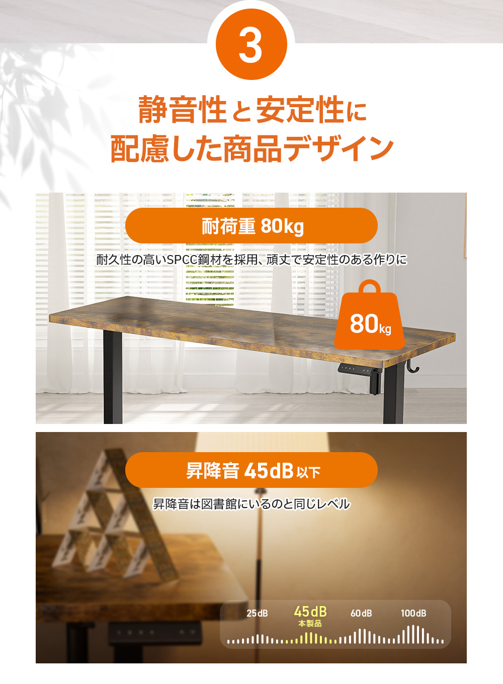 WALKINGDESK 昇降デスク 耐荷重80kg 昇降音45dB以下