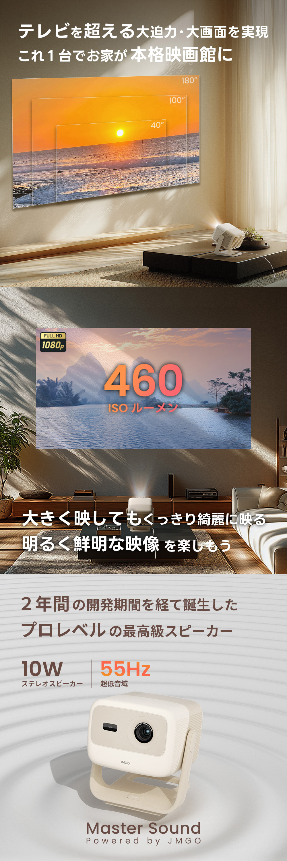 JMGO N1S nanoS 明るさ、大画面