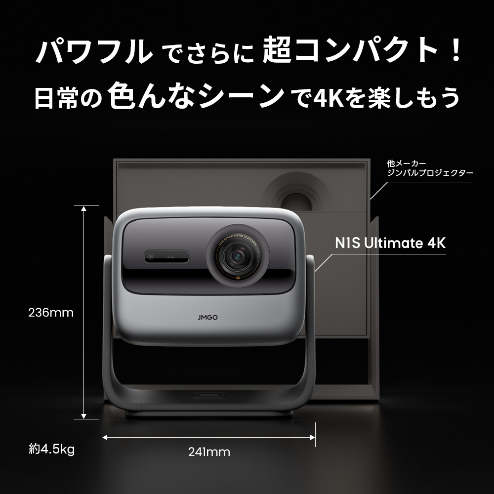 JMGO N1S Ultimate 4K コンパクトさ