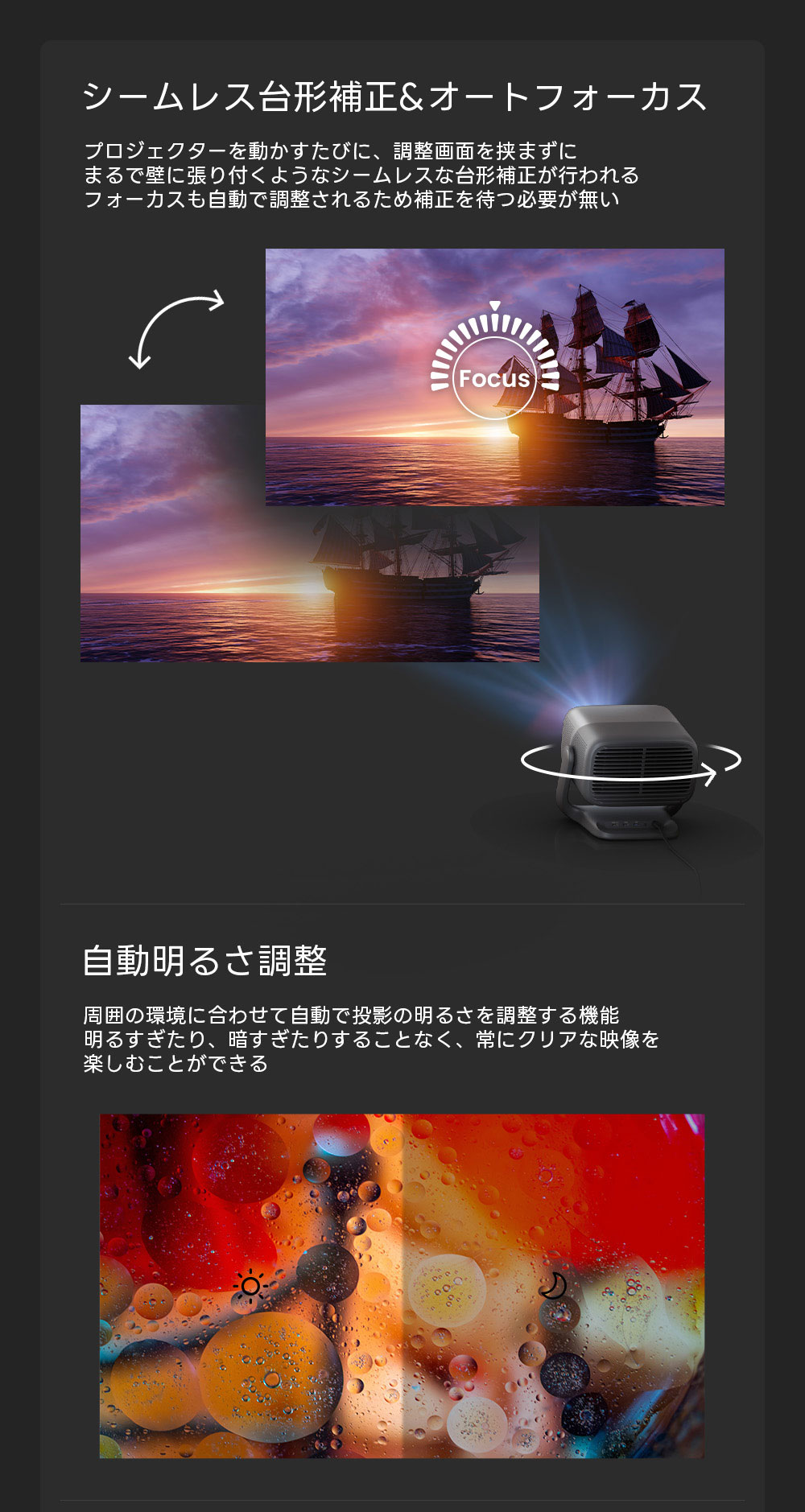 N3 Ultimate シームレス台形補正、オートフォーカス