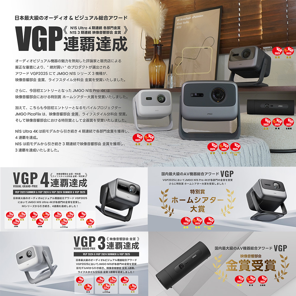 JMGO N1S Pro 4K VGP2025受賞
