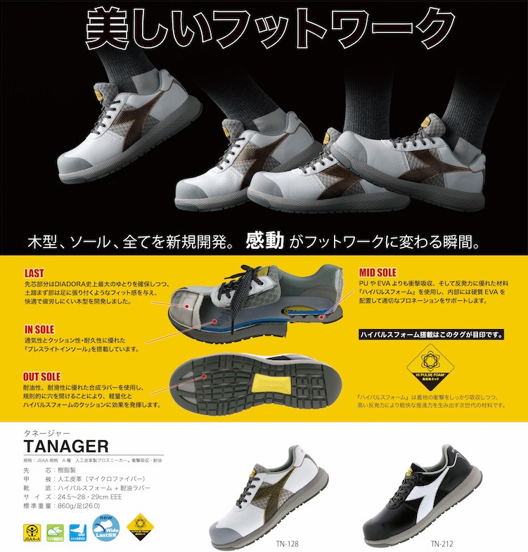 最も信頼できる 安全靴 ドンケル ディアドラ タネージャー TN-128 DONKEL DIADORA TANAGER 樹脂製先芯 JSAA A種  discoversvg.com