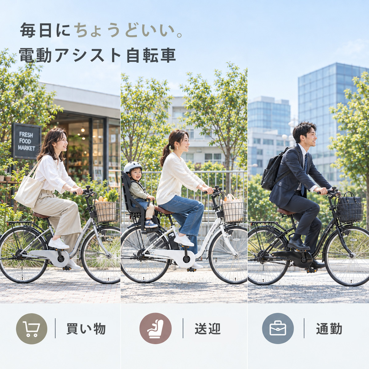 3年間無料補償サービス付 電動アシスト自転車 自転車 電動自転車 26インチ 折りたたみ自転車 チャイルドシート装着可 子供乗せ 簡単3ステップで完成 NEMC260 関連画像5