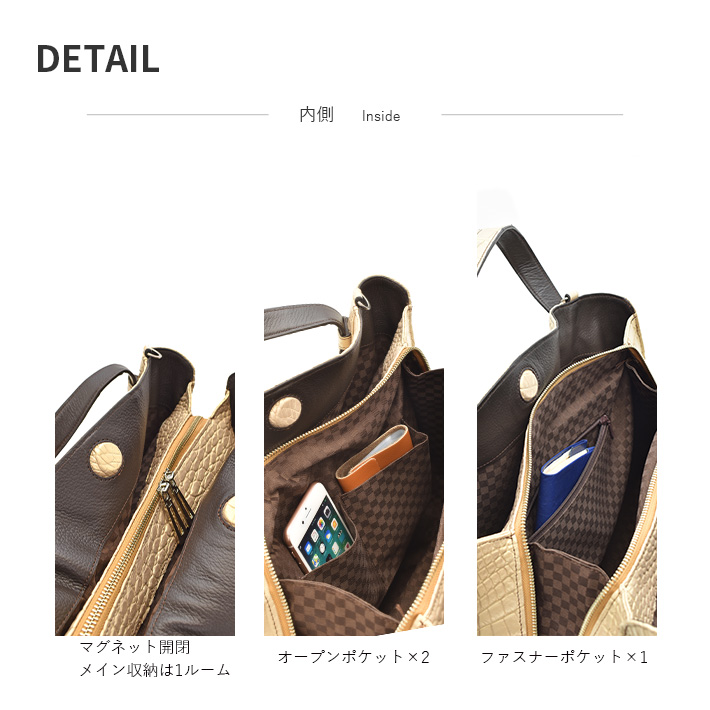 クロコダイル ハンドバッグ 日本製 マット パール加工 ショルダー