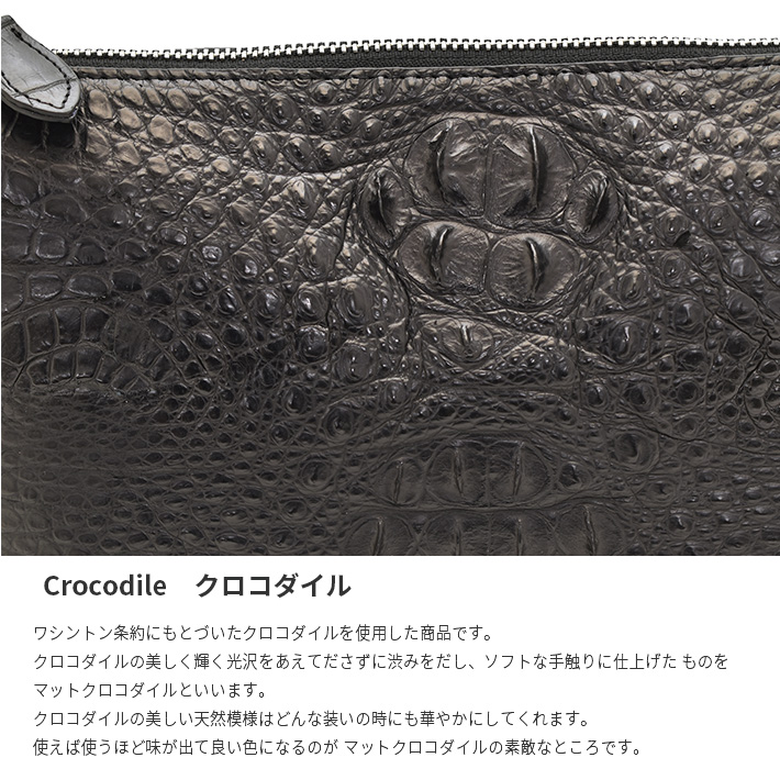 クロコダイル ショルダーバッグ マット クラウン ホーン 本革 本皮