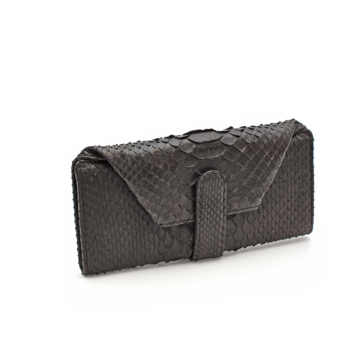 パイソン かぶせ 長財布 マット ギャルソン財布 本革 レザー 母