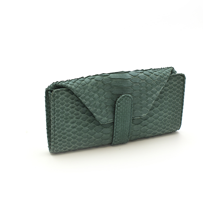 パイソン かぶせ 長財布 マット ギャルソン財布 本革 レザー 母