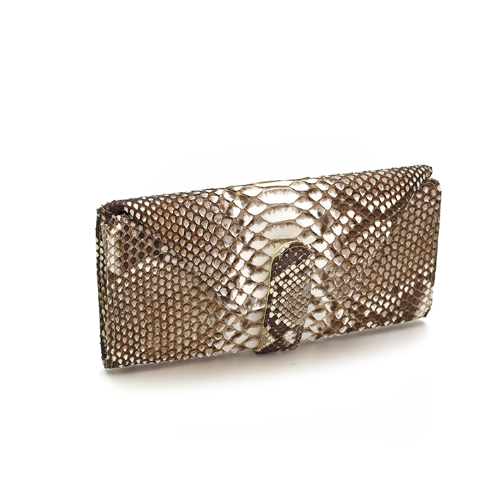 パイソン かぶせ 長財布 マット ギャルソン財布 本革 レザー 母