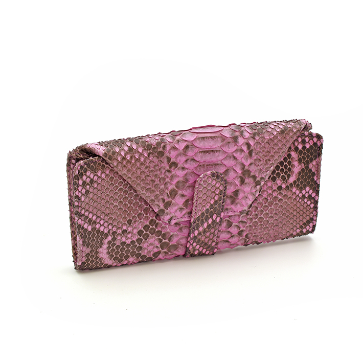 パイソン かぶせ 長財布 マット ギャルソン財布 本革 レザー 母