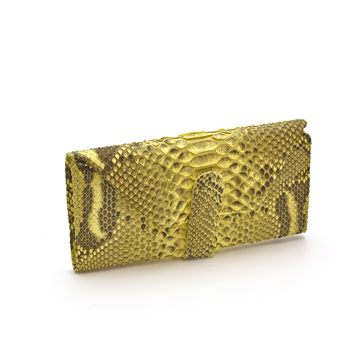 パイソン かぶせ 長財布 マット ギャルソン財布 本革 レザー 母