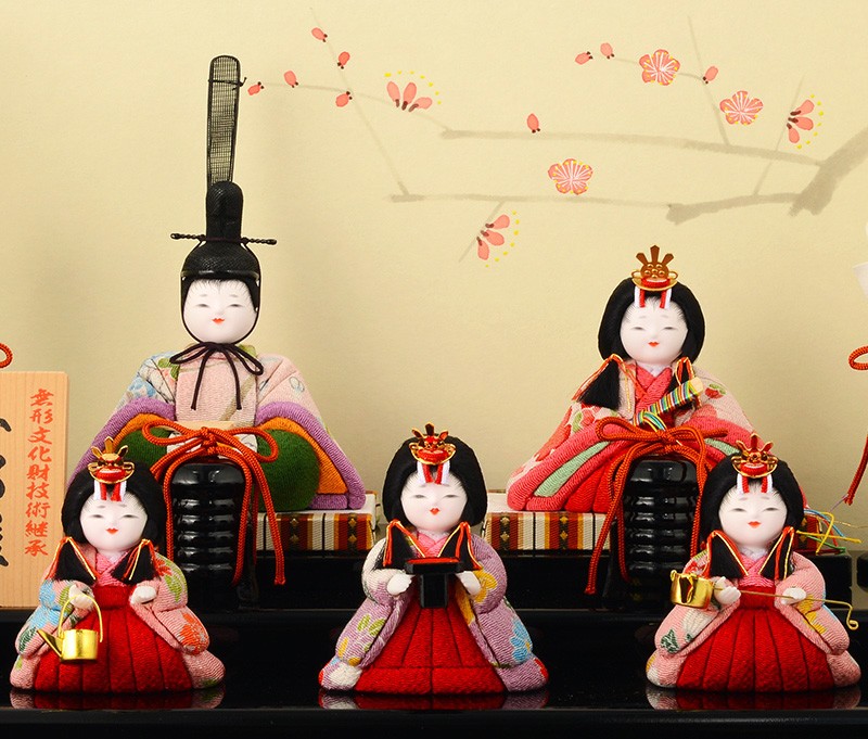 ひな人形 雛人形 コンパクト 原孝洲 木目込み 平飾り 五人飾り 小桜雛