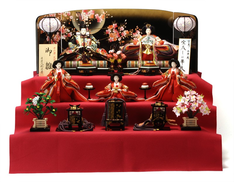 100周年記念祭】ひな人形 千匠 雛人形 収納飾り 五人飾り 三段飾り