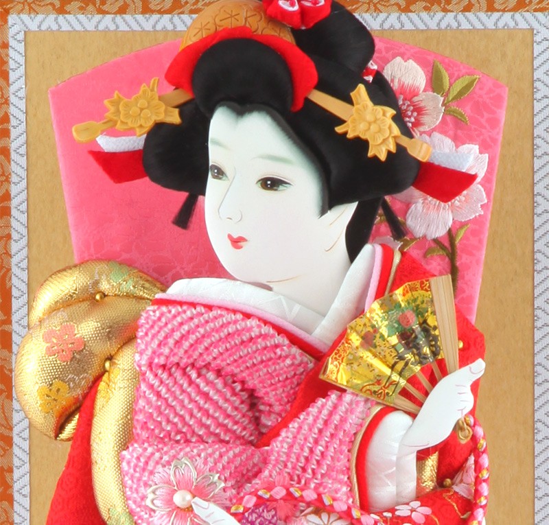 100周年記念祭】羽子板 正月飾り ケース飾り 正絹造り 小雪輪枝桜 赤