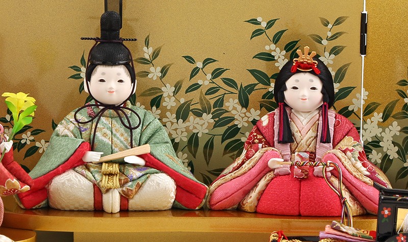 伝統工芸　江戸木目込人形　「桃春」屏風・ぼんぼり・台付き　ハンドメイド　雛人形 伝統工芸江戸木目込人形「桃春」屏風・ぼんぼり・台付き