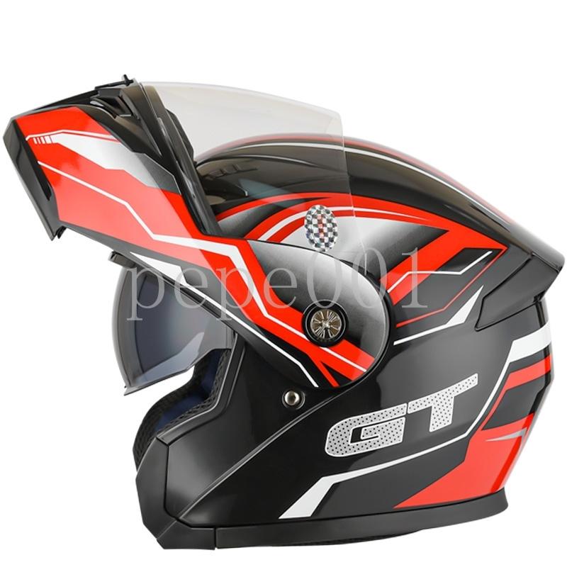 送料無料】 システムヘルメット バイク用品ヘルメット BIKE HELMET 9色選択可フリップアップ シールド付き ワンタッチ式 輸入品  オートバイクヘルメット tronadores.com