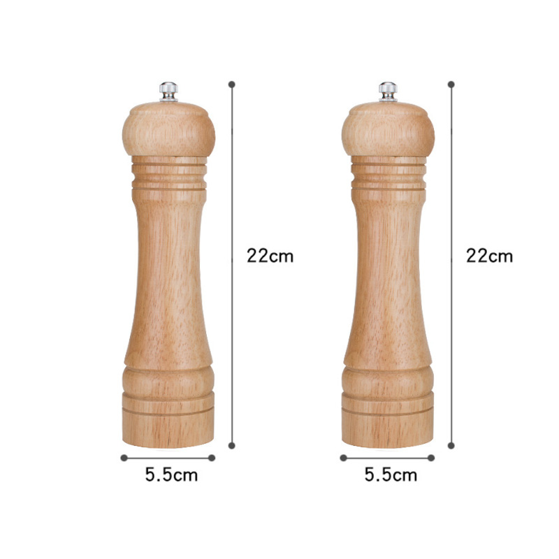木製ペッパーミル 2本セット 手動 ソルトミル 岩塩 おしゃれ スパイス 黒胡椒 調味料 粗さ調節可能 片手 挽き器具｜28kshop｜07