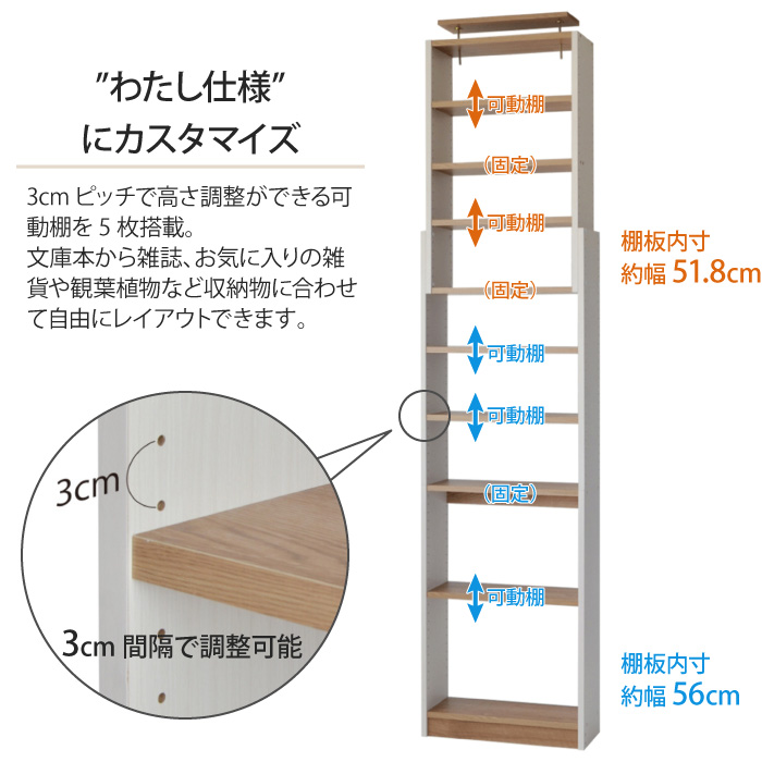 突っ張り本棚 幅60cm スリム 壁面収納 壁面本棚 見せる収納 天井