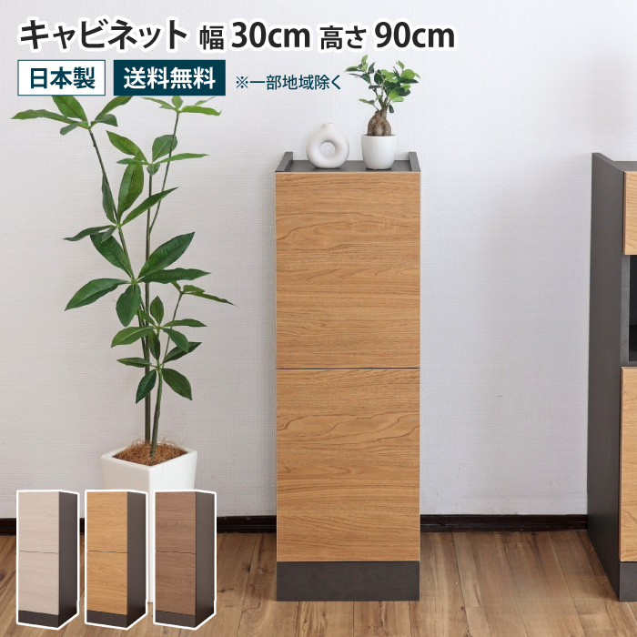キャビネット 幅30cm ロータイプ 収納棚 扉付き リビングボード サイド