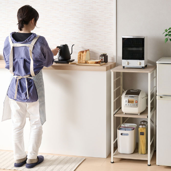 スリム キッチンラック 家電収納 炊飯器置き 隙間収納 収納棚 オープン