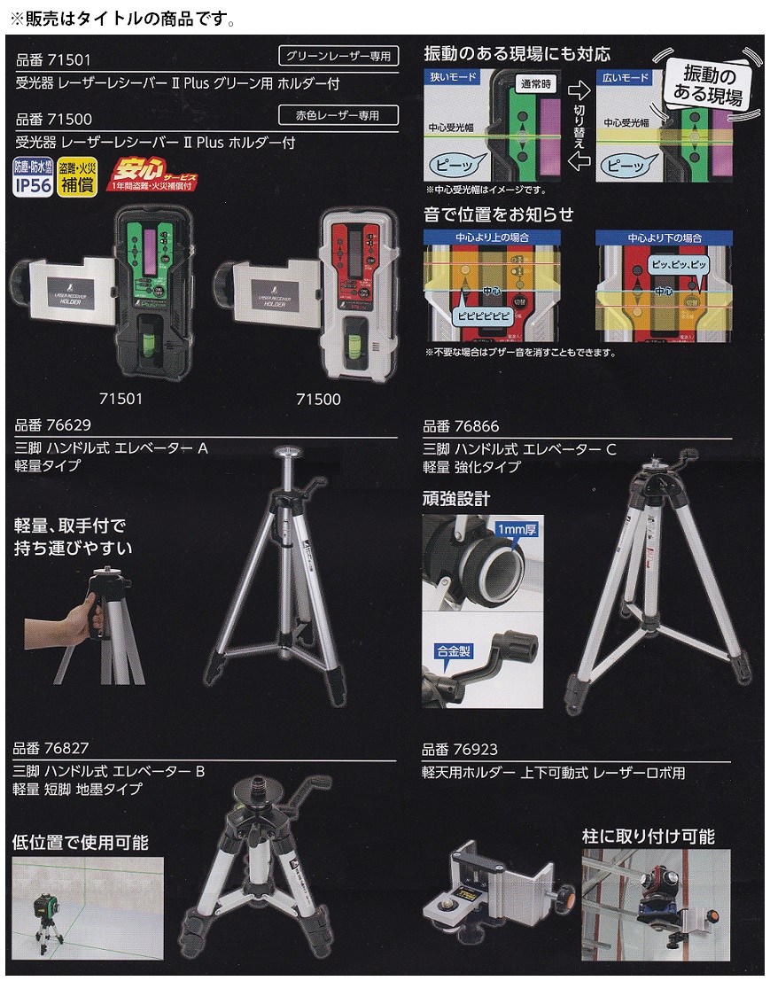 シンワ 受光器 レーザーレシーバー2 Plus グリーン用 ホルダー付 71501