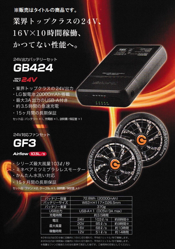 長信ジャパン GF3 GB-POWER 24V対応ファンセット 8枚刃 GF3-01 ファン