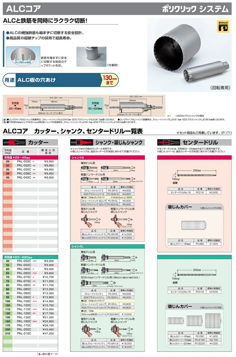 (ボッシュ) ALCコア カッター PAL-060C 刃先径60mmφ 回転専用 130mmまでのALC板の穴あけ ポリクリックシステム BOSCH