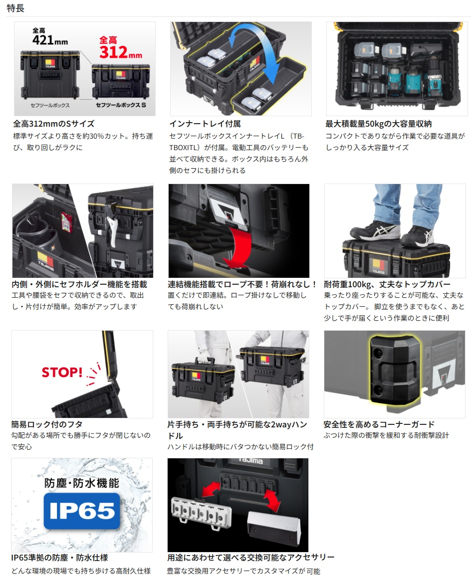 タジマ TB-TBOXS セフツールボックスS H312×W523×D328mm TJMデザイン
