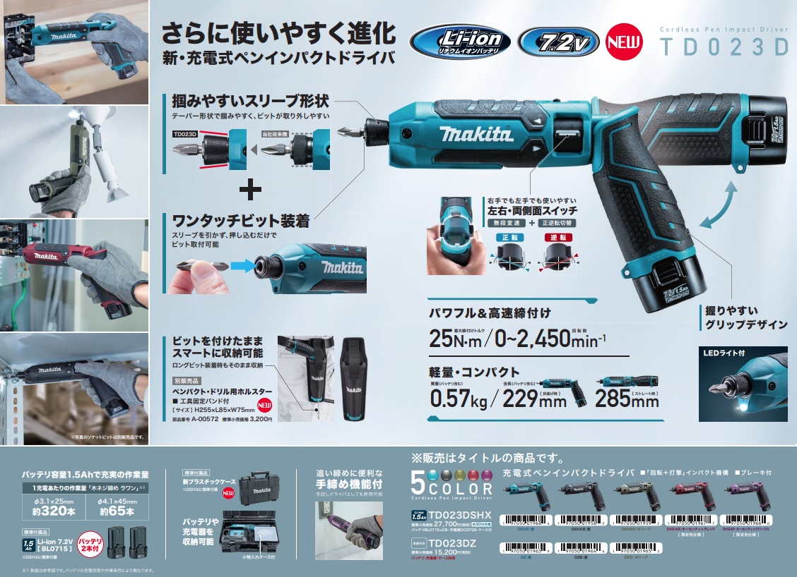 マキタ（makita） TD023DZ 充電式ペンインパクトドライバ 青 本体のみ