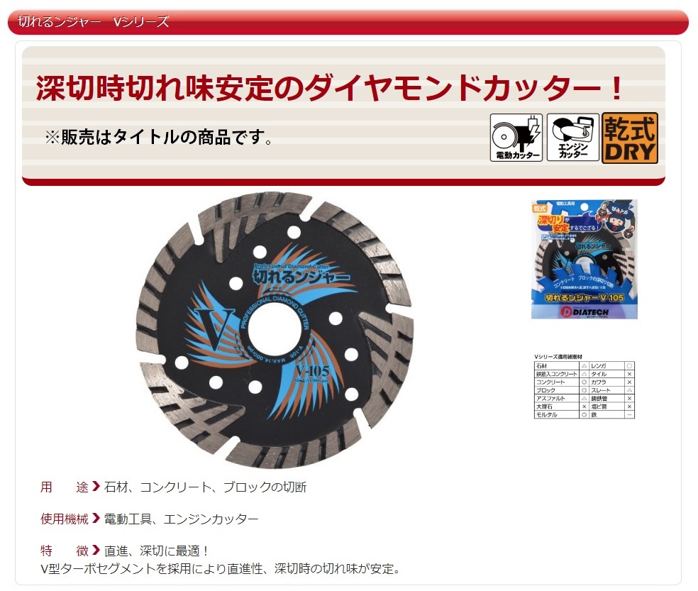 在庫 ゆうパケ可 ダイヤテック 切れるンジャーダイヤモンドカッター V