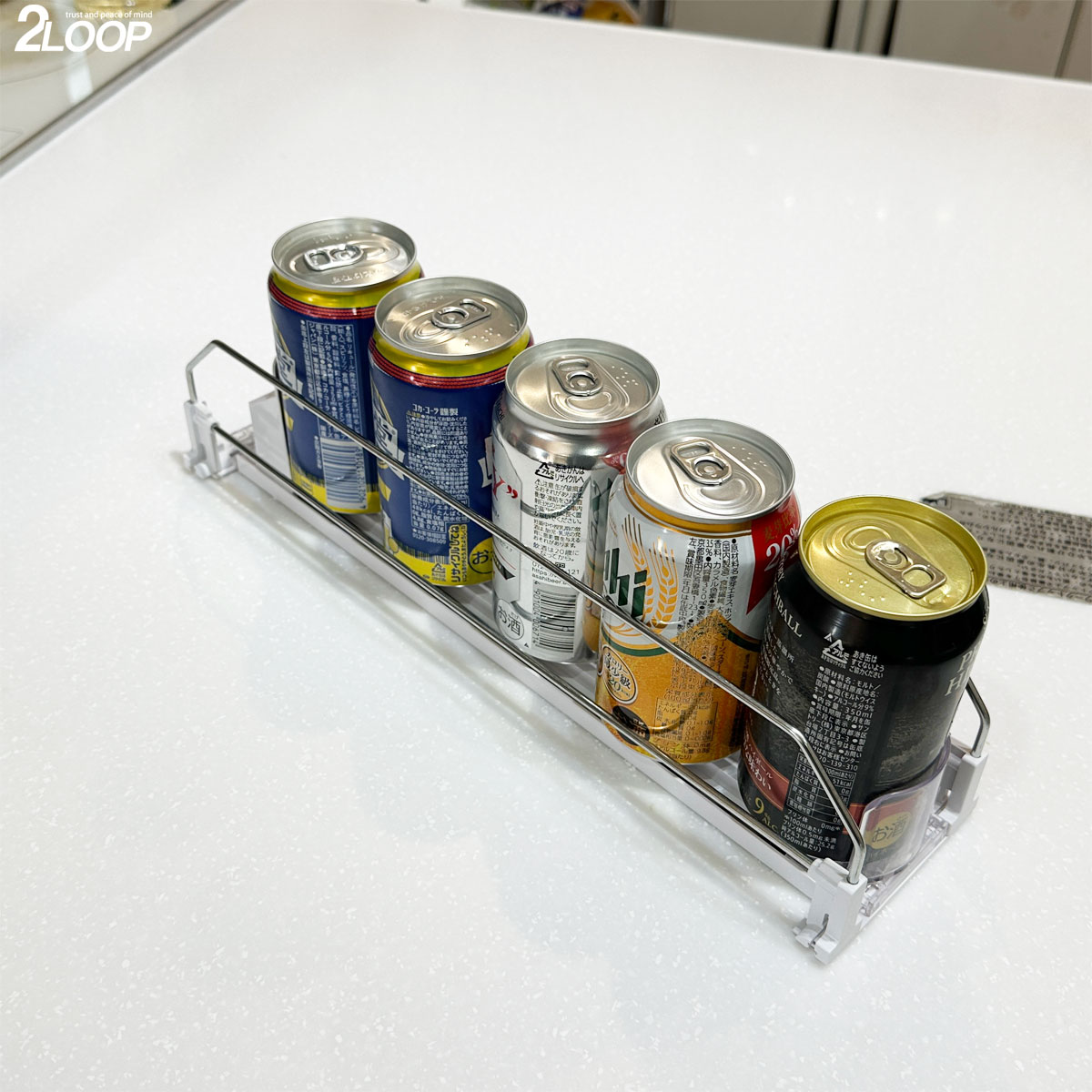 5列 缶ストッカー 陳列棚 ドリンクオーガナイザー お店に 冷蔵庫