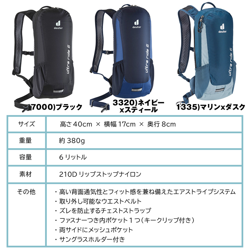 リュックサック Deuter ドイター ULTRA RIDE 6 ウルトラライド 6 