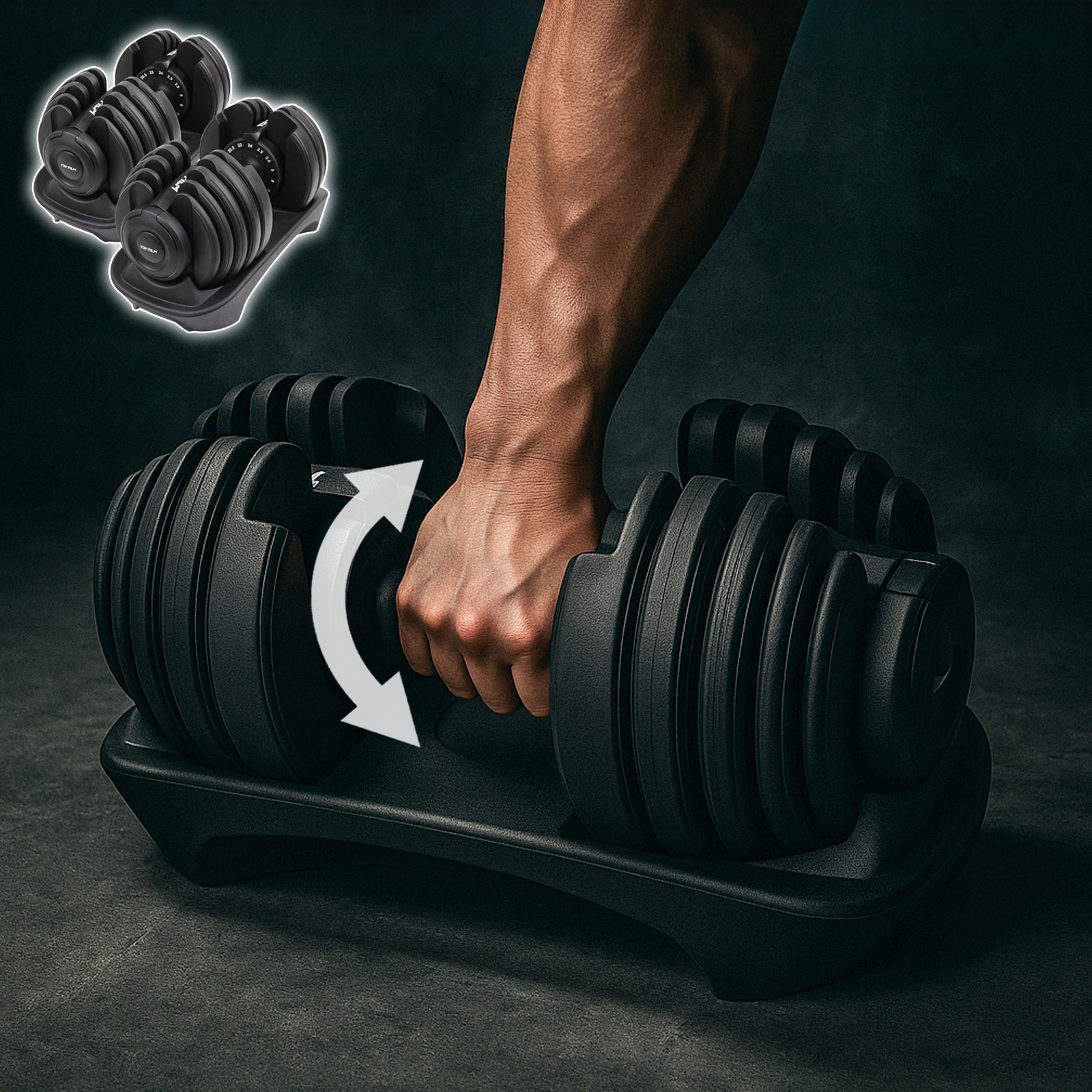 TOP FILM ダンベル 可変式 24kg 2個セット 可変式ダンベル 24kg 20kg 2 