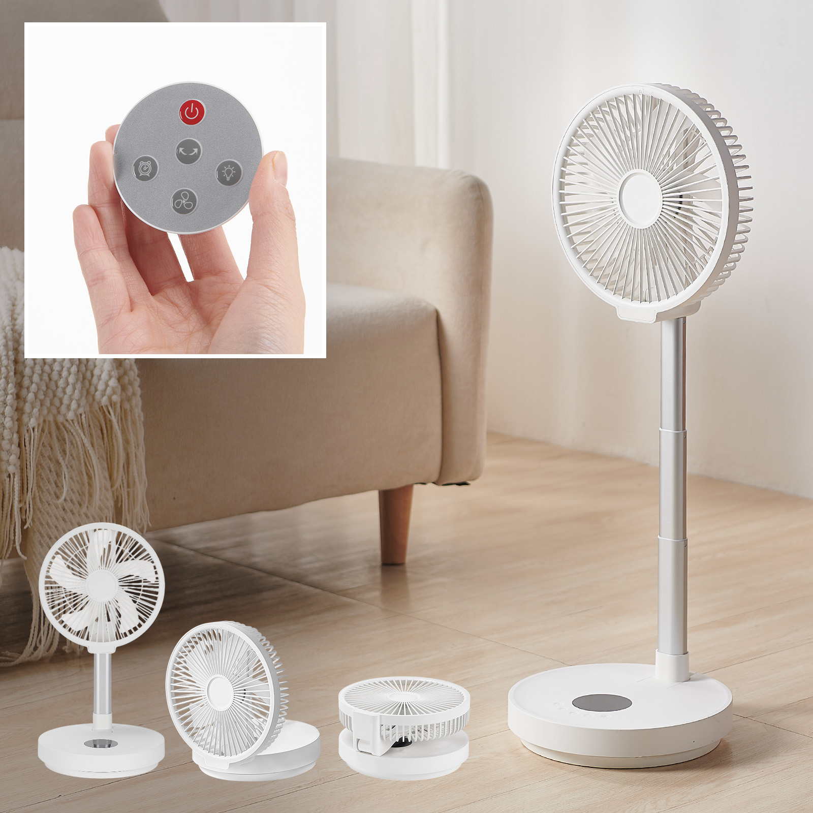 ONE STEP 扇風機 折りたたみ 充電式 dcモーター リビング 小型 首振り