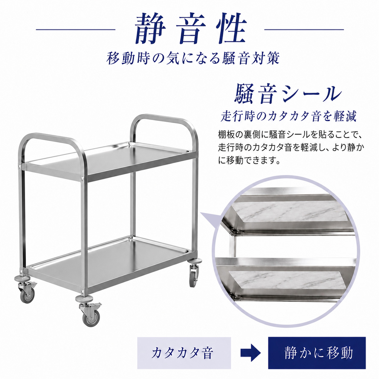 ONE STEP キッチンワゴン 業務用 2段 85cm×45cm ステンレスワゴン