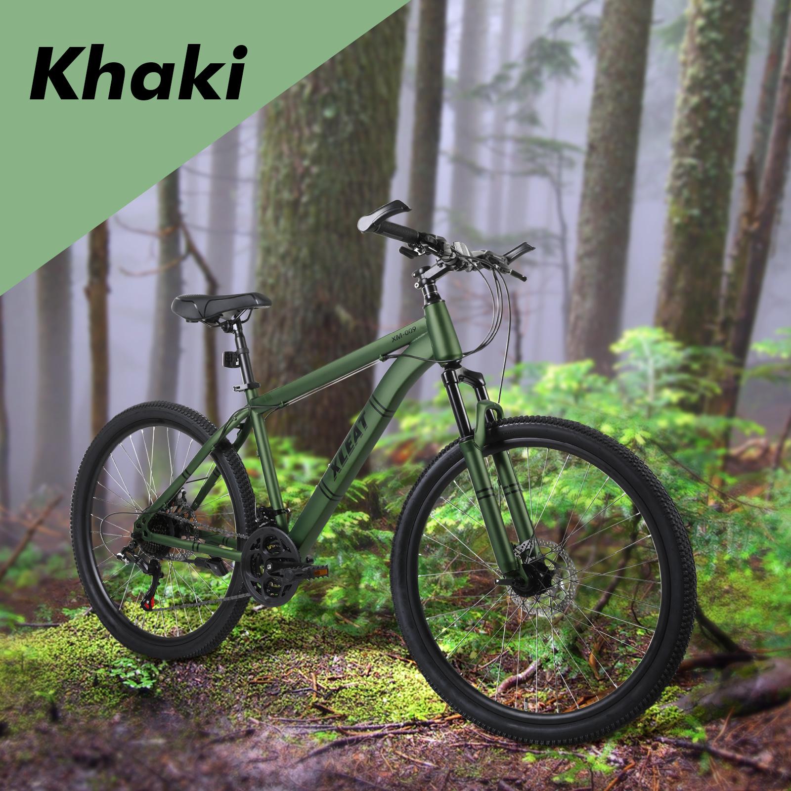XLEAT マウンテンバイク 26インチ シマノ製 21段変速 ライト付き mtb