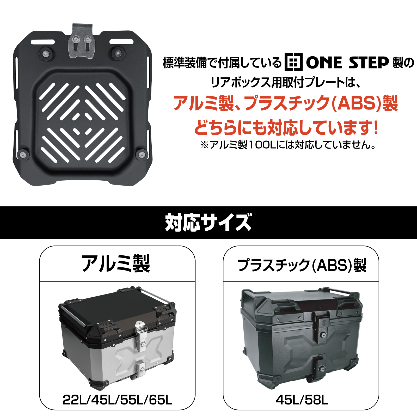 ONE STEP バイク リアボックス用 プレート リアボックス ユニバーサル