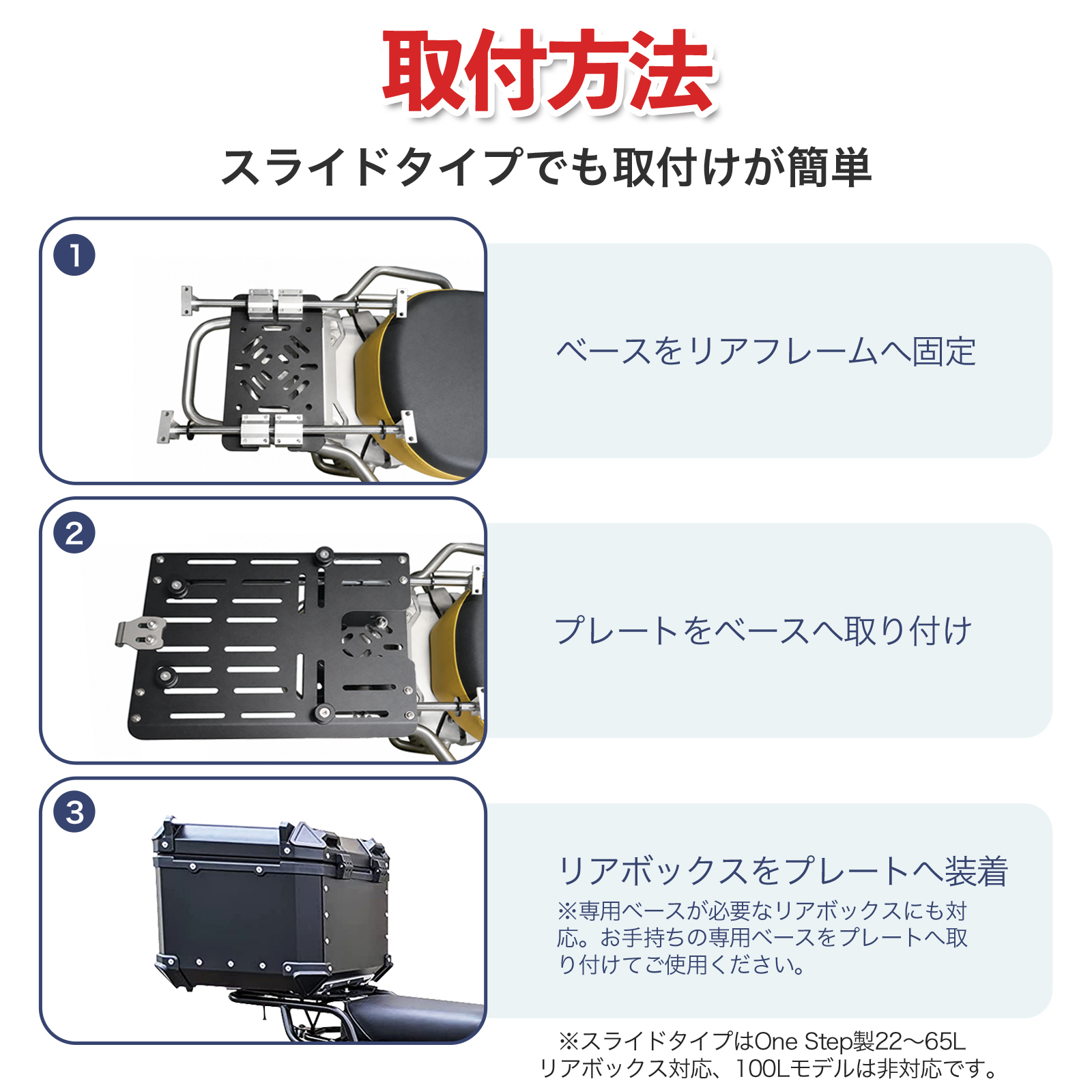 ONE STEP バイクリアボックス ユニバーサルプレート バイク用リア