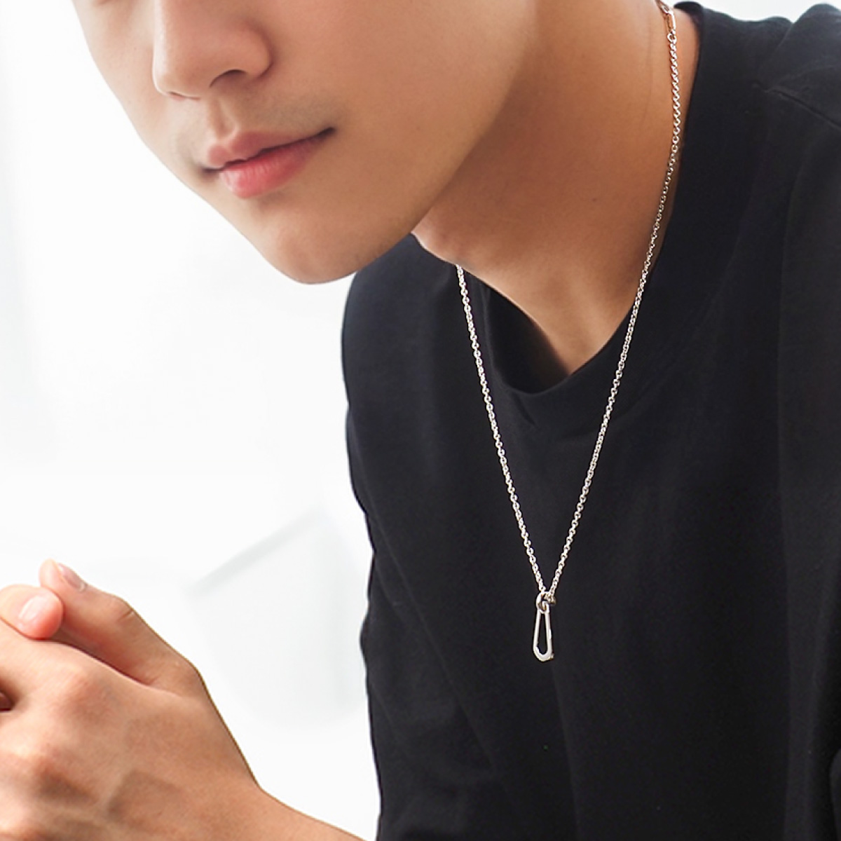 メンズ ネックレス シルバー925 雫 水 アクセサリー オープンドロップ