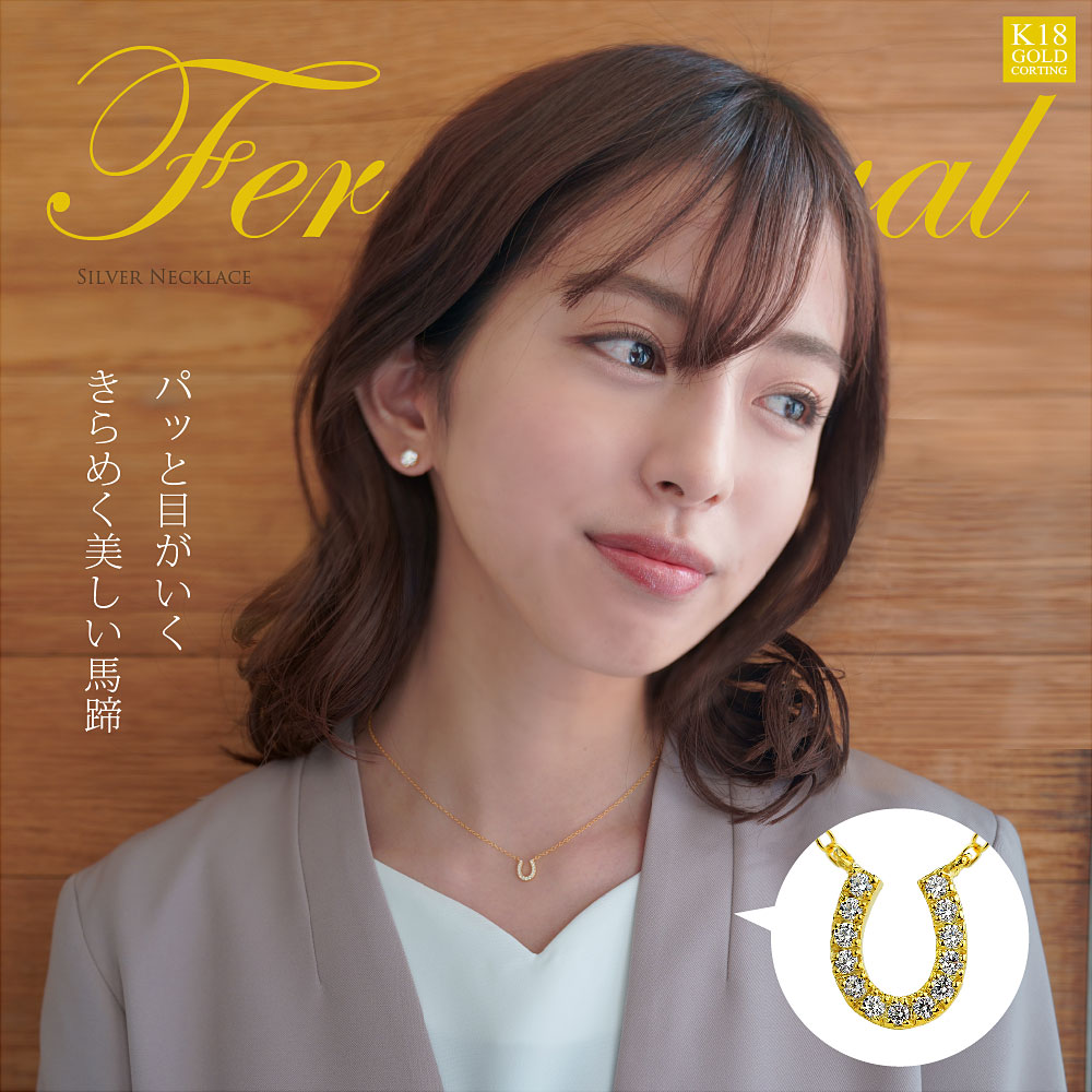 スワロフスキー 馬蹄 ネックレス（アクセサリー素材：シルバー