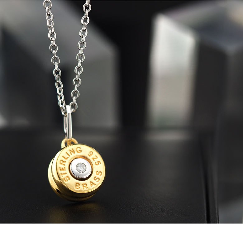 メンズ ネックレス 薬莢 シルバー925 ブラス pe2221 シルバー