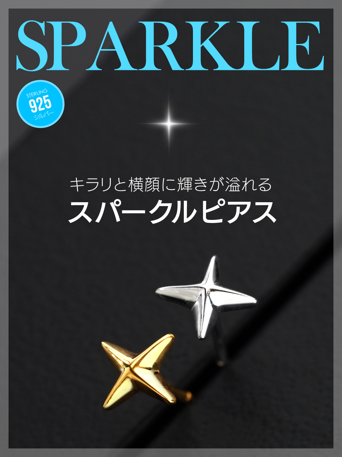 メンズ レディース ピアス シルバー925 光 片耳用ピアス pi0588 光の