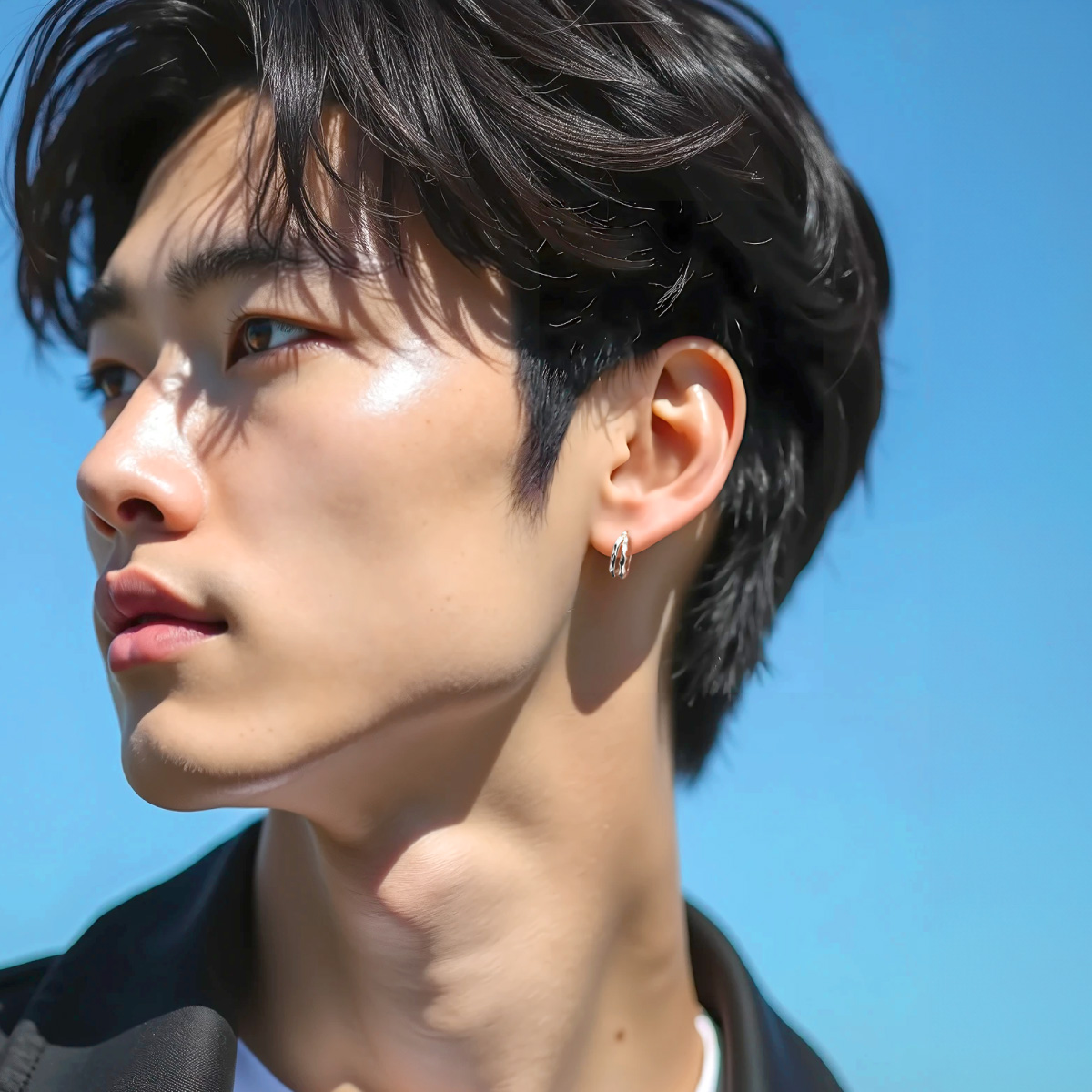 ピアス フープ シルバー925 メンズ アクセサリー pi0617 ランダムカット面 シルバー925製ピアス 片耳用 |  | 02