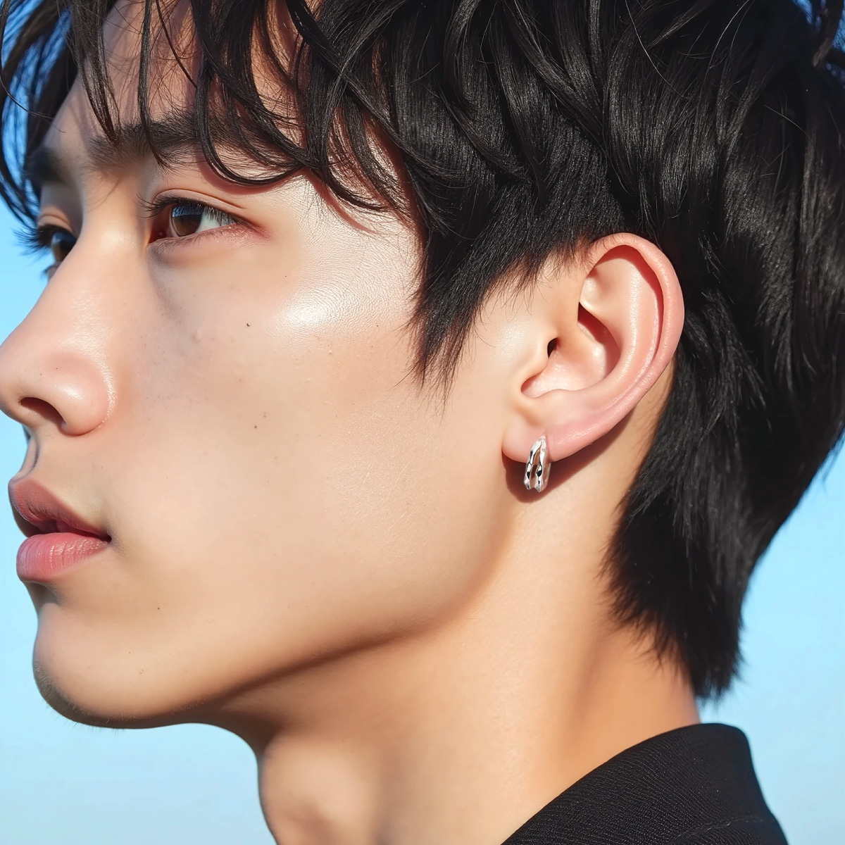 ピアス フープ シルバー925 メンズ アクセサリー pi0617 ランダムカット面 シルバー925製ピアス 片耳用 |  | 06