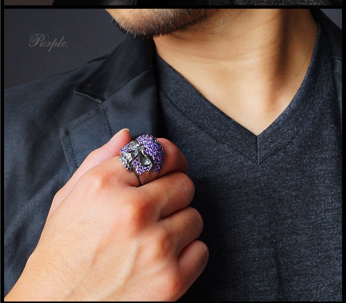 パヴェスカルリング スカル メンズ ブラス ブラック キュービック